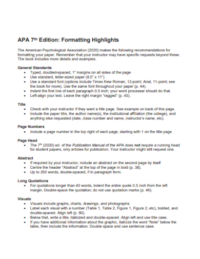 apa 7th edition formatting paper