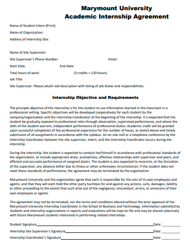 academic internship agreement template
