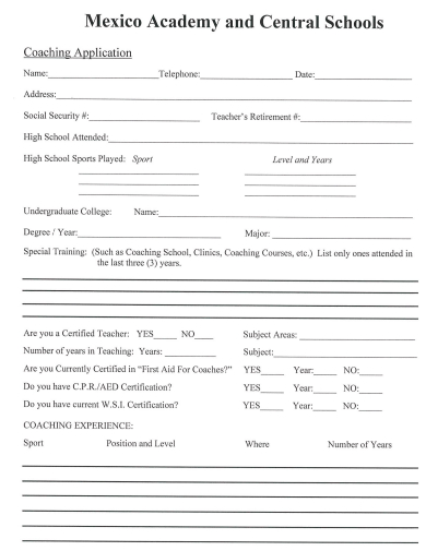 academy and central schools coaching application template