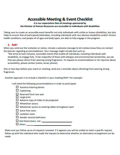 accessible meeting and event checklist template