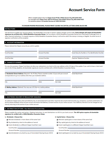 account service form template