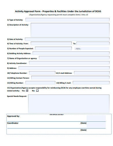 activity approval form template