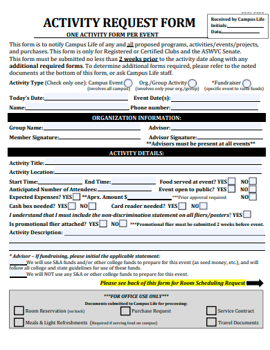 activity request form template