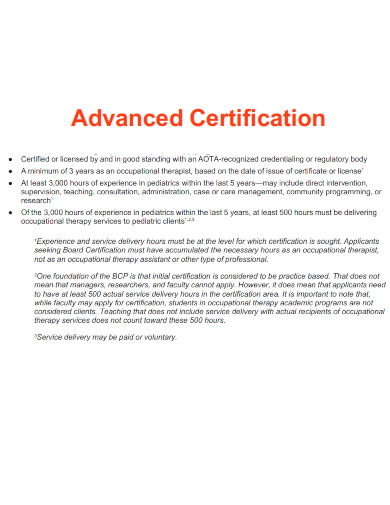 advanced certification