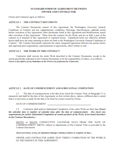 agreement between owner and contractor