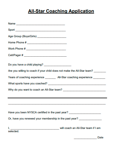 all star coaching application template