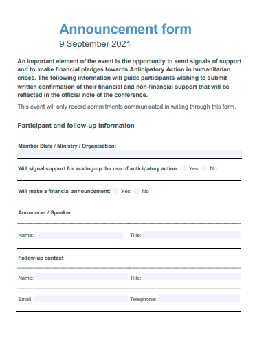 announcement form example
