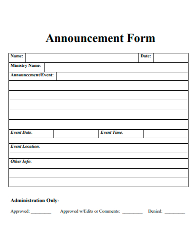 announcement form template