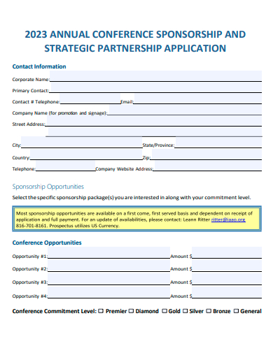 annual conference sponsorship and strategic partnership application template