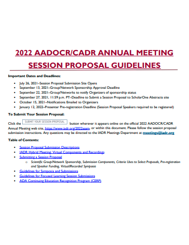 annual meeting session proposal template