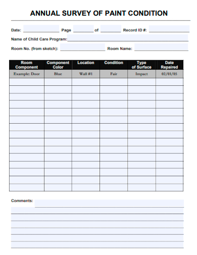 annual survey of paint condition