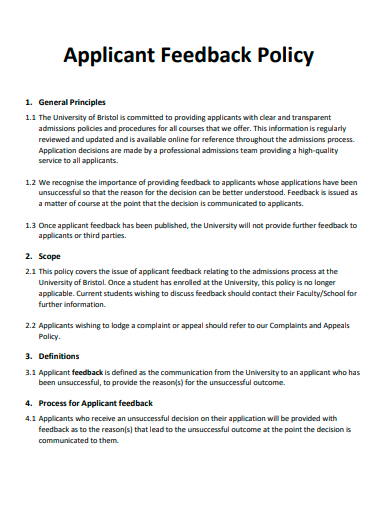applicant feedback policy template