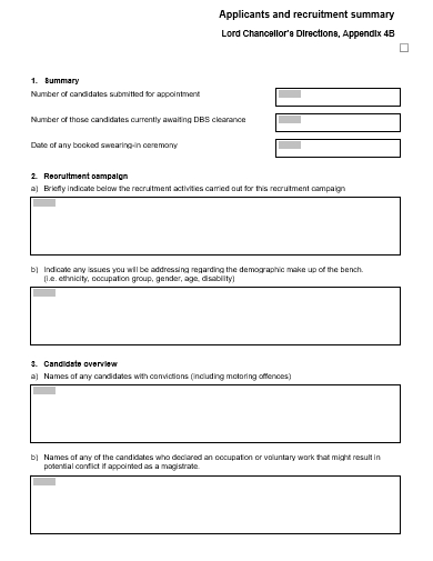 applicants and recruitment summary template