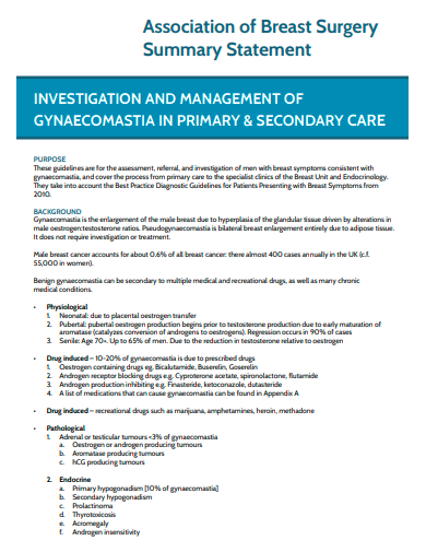 association of breast surgery summary statement template