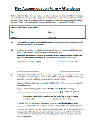 attendance flex accommodation form template