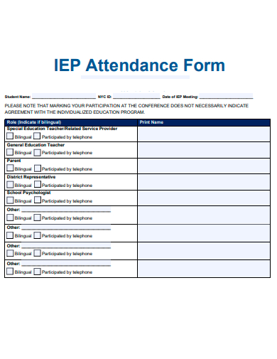attendance form example