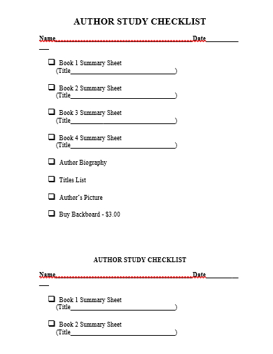 author study checklist template