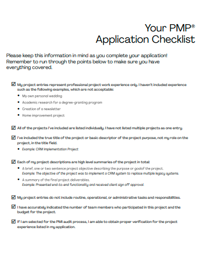 basic application checklist template