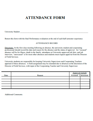 basic attendance form template