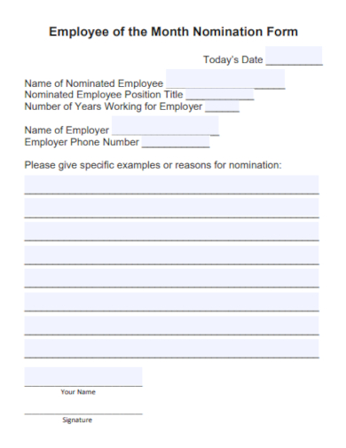 basic employee of the month nomination form