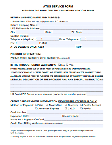 basic service form template