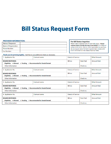 bill status request form