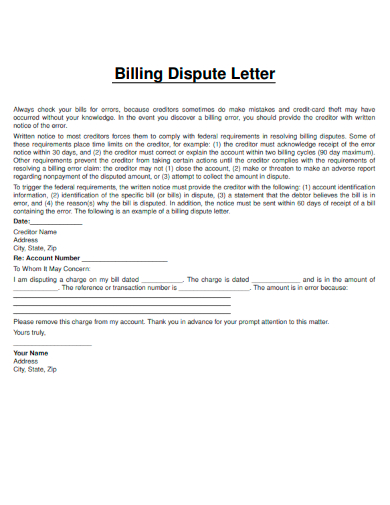 billing dispute letter