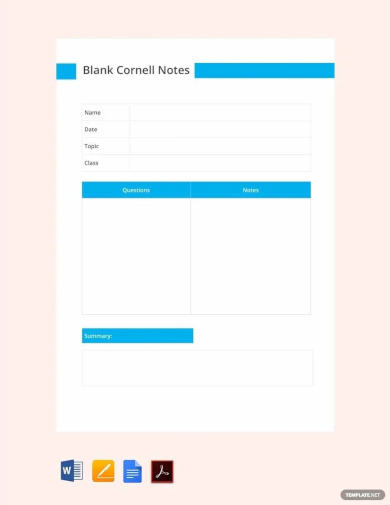 blank cornell notes template