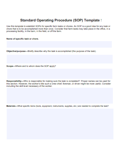 blank standard operating procedure