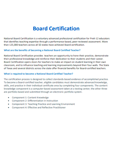 board certification