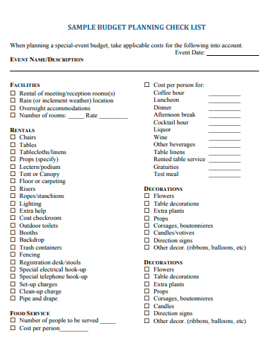budget planning checklist template