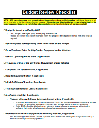 budget review checklist template