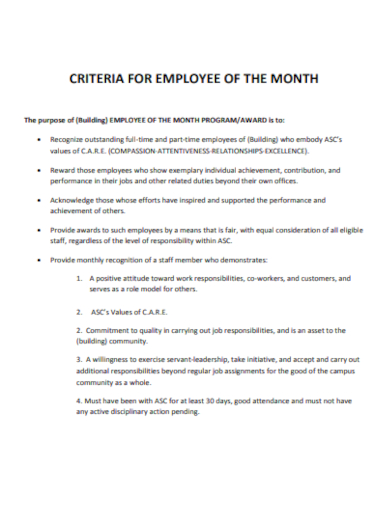 building employee of the month
