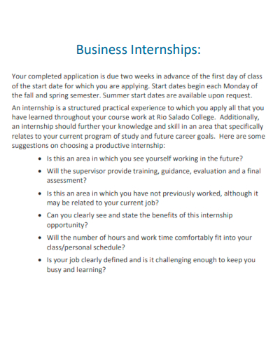 business internships