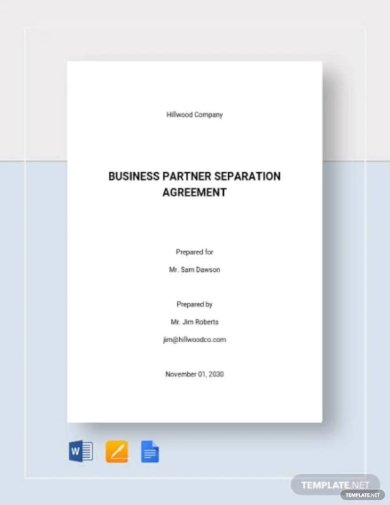business partner separation agreement template