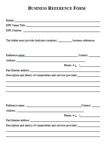 business reference form template