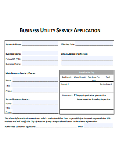 business utility service application template