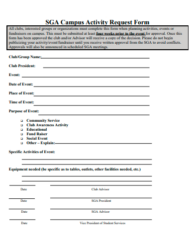 campus activity request form template