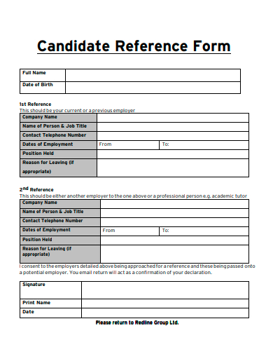 candidate reference form template
