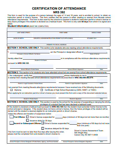 certificate of attendance form template
