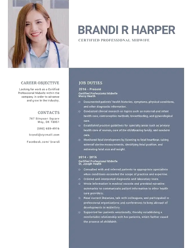 certified professional midwife resume template
