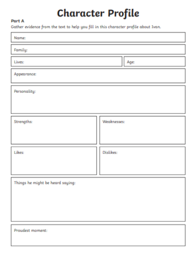 character profile activity sheet