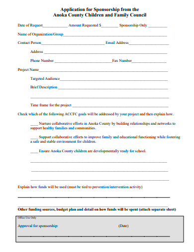 children and family council sponsorship application template