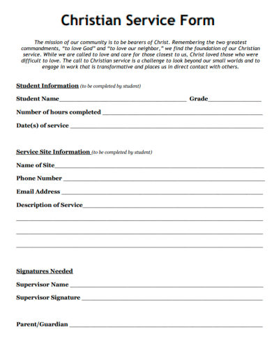 christian service form template