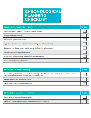 chronological planning checklist template