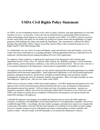 civil rights policy statement template