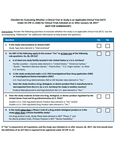 clinical study checklist template