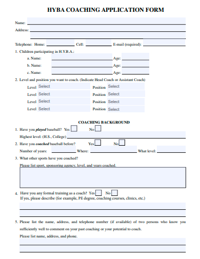 coaching application form template