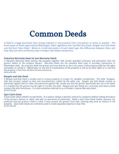 common deeds