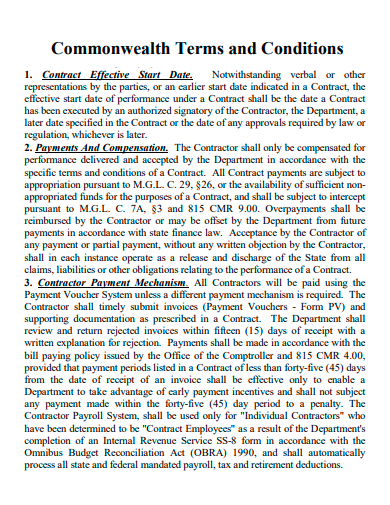 commonwealth terms and conditions